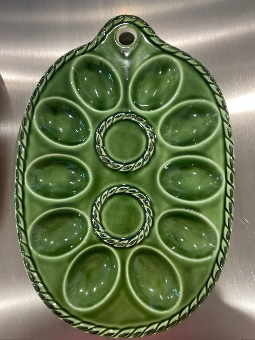 Ceramic Deviled Egg Serving Platter - Yellow and Green
